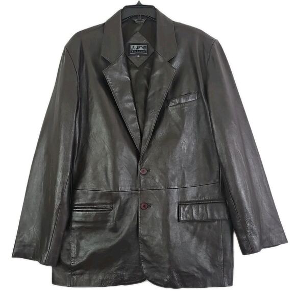 Vintage L. A. Leather California ~Men's Size 46Tall~Brown Soft Mid Length Jacket - Picture 5 of 11
